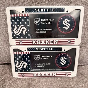 NWT NHL Seattle Kraken bundle of two License plate frames with decals